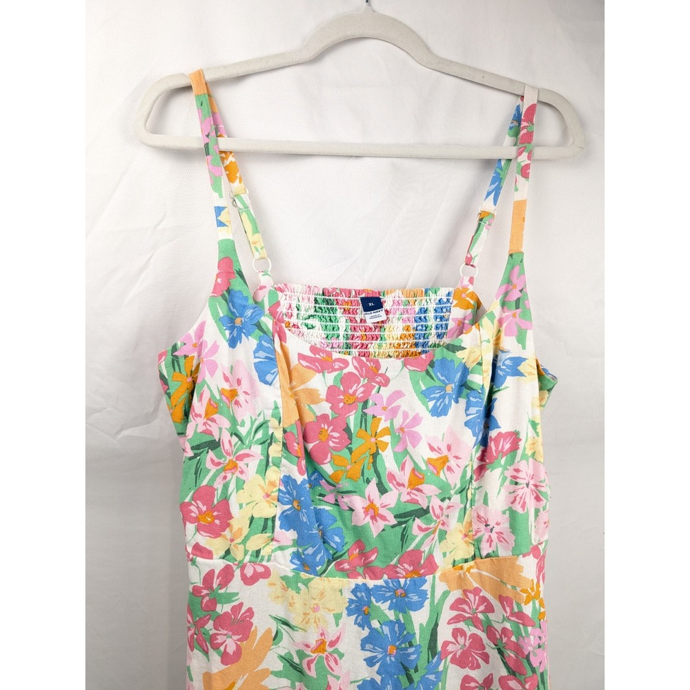 Floral Linen Garden Party Mini Sun Dress Size XL Multicolor Garden Party Pockets - Picture 3 of 10